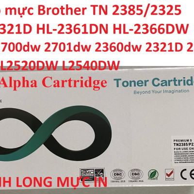 Hộp mực TN 2385 -dành cho Brother HL-L2321D HL-2361DN HL-2366DW MFC-L2700dw MFC-L2701DW 2300D/2320D/L2340DW/L2360DW/L2380DW/L2321D/L2361DW DCP-L2520DW/L2540DW MFC-L2700DW -Chất lượng cao Mới 100%, Full hộp Hàng chính hãng Alpha Cartridge 