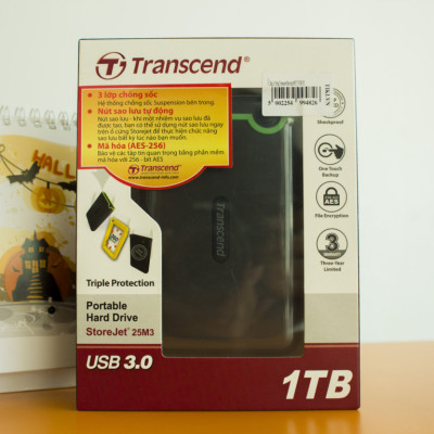 Ổ Cứng Di Động Transcend StoreJet M3S 1TB USB 3.0/3.1 - TS1TSJ25M3S - Hàng Chính Hãng