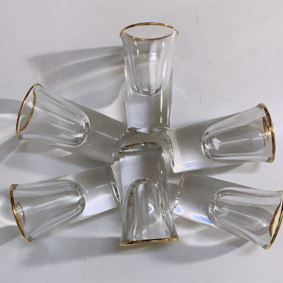 BỘ 6 LY RƯỢU THỦY TINH TEAPOS VIỀN VÀNG 20ML - ANTH694