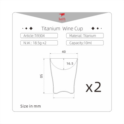 Bộ cốc uống rượu Titanium Wine Cup 10ml KEITH Ti9304 10ml (Bộ 2 chiếc)
