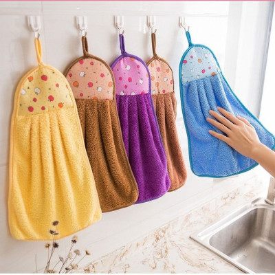 Khăn Lau Tay Có Móc Treo Dùng Trong Nhà Bếp, Khăn Lau Tay Bếp Vải Cotton Mềm Mại Siêu Thấm Hút Giao Màu Ngẫu Nhiên
