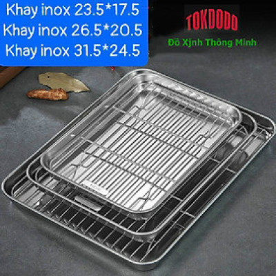 Khay Nướng Inox TOKDODO Kèm Vỉ Hấp Dùng Để Nướng Bánh , Thực Phẩm, Up Cốc Tiện Dụng