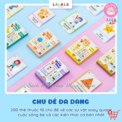 Thẻ học thông minh Mini Flashcard song ngữ Anh - Việt nhiều chủ đề cho bé - Thương hiệu Lalala baby