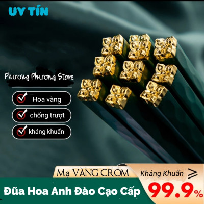 COMBO SÉT 5 ĐÔI ĐŨA HOA ANH ĐÀO KHẢM VÀNG KHẢM BẠC CHẤT LIỆU SỢI THỦY TINH CHỊU NHIỆT CAO CẤP