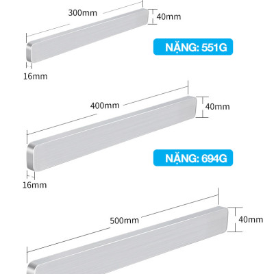 Thanh treo dao nam châm Hobby Home Decor TTD Inox 304 dán tường gạch men kèm keo dán - có 3 kích thước