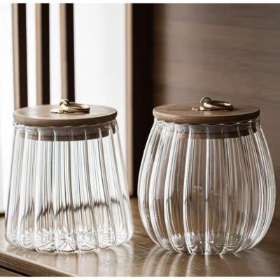 lọ thủy tinh nắp gỗ đựng trà,đựng thảo dược đồ khô,đựng đường mẫu mới nhất