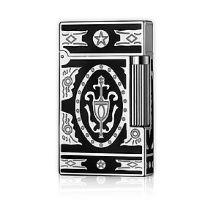 Vỏ Hột Quẹt Bật Lửa Upon D08T Họa Tiết Hoàng Gia Bạc Đen - Dùng Gas Đá Cao Cấp