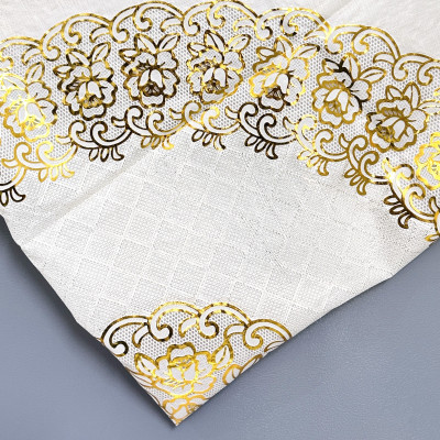 Khăn Trải Bàn WLG.751 tròn, đường kính 180 cm,  hoa văn phủ nhũ vàng, nhựa PVC dẻo, không thấm nước