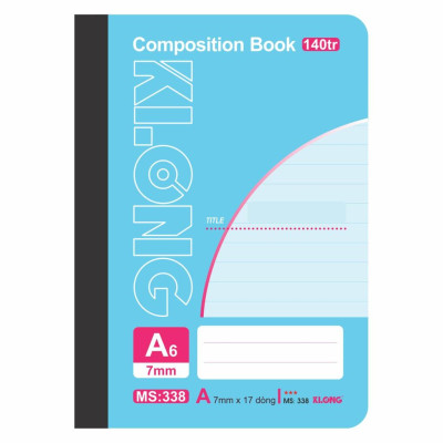 Sổ kẻ ngang may dán gáy Composition book KLONG A6 140 trang 58/92; MS: 338