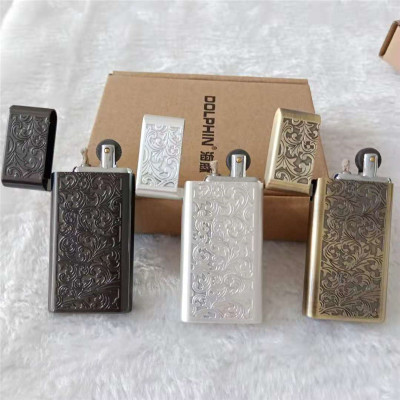 Vỏ Hột Quẹt Bật Lửa Xăng Đá Dolphin HY-699H Hoa Văn Độc Lạ - Nhiều Màu