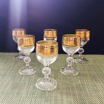 Bộ Bình Rượu Và 6 Ly Pha Lê Mạ Vàng 750ml/Ly 50ml