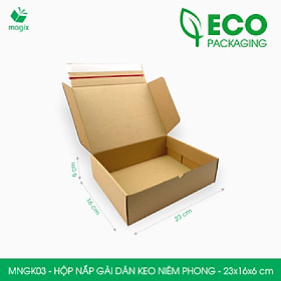 MNGK03 -  23x16x6cm - COMBO 100 HỘP CARTON NẮP GÀI HÔNG CÓ KEO NIÊM PHONG - THÙNG HỘP CARTON ĐÓNG HÀNG