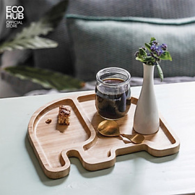 Khay gỗ Decor / khay gỗ ăn dặm ECOHUB, Gỗ tre tự nhiên an toàn (tặng nĩa tre)
