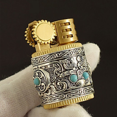 Vỏ Hột Quẹt Bật Lửa Xăng Mini Chief CF-212 Thiết Kế Họa Tiết Cổ Đẹp Độc Lạ - Dùng Xăng Bấc Đá Cao Cấp