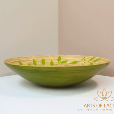 Bát Sơn Mài Xanh Họa Tiết Lá