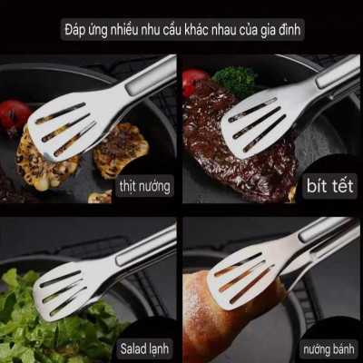 combo 2 kẹp gắp thức ăn dạng khía inox cao cấp ( khách mua lựa chọn size - 18cm - 24cm - 28cm )