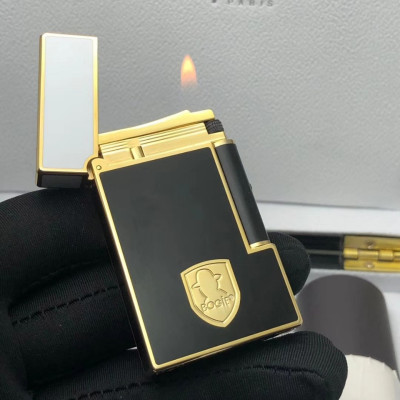 Vỏ hộp quẹt bật lửa ga đá sơn mài đen viền vàng D-199V
