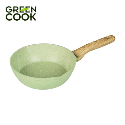 Combo 3 chảo nhôm sâu men đá ceramic miệng rót Green Cook GCP231 màu xanh 10 lớp chống dính