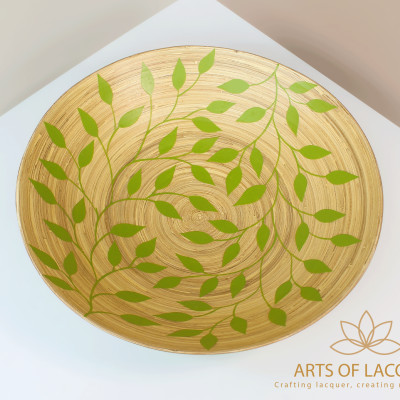 Bát Sơn Mài Xanh Họa Tiết Lá