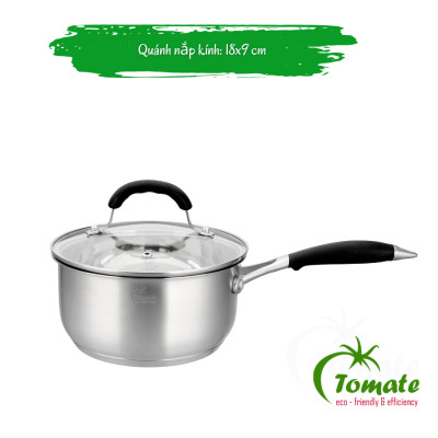 Bộ Nồi Chảo Tomate Inox 304 – 8 Món TOM 0708 - 5 lớp đáy - nồi từ - nắp kính