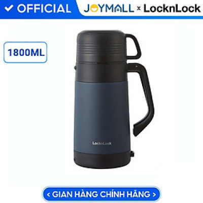 Bình giữ nhiệt Lock&Lock Easy Outdoor Vacuum Bottle màu xanh navy LHC1485NVY 1,8L - Hàng chính hãng có quai xách, nắp dùng làm cốc nước - JoyMall