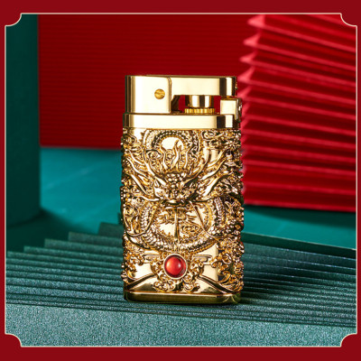 Vỏ Hột Quẹt Bật Lửa Xăng Đá Yubang YB03 Hình Rồng Cuộn 4 Mặt Nhả Ngọc Cực Đẹp