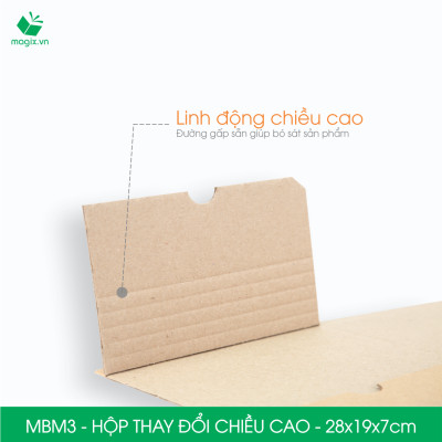 MBM3 - 28x19x7cm - Combo 100 Hộp carton thay đổi chiều cao - Thùng carton đóng hàng