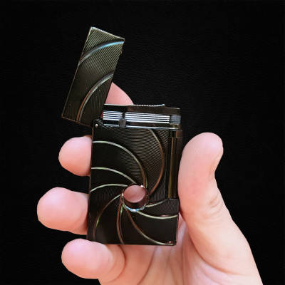 Vỏ Hột Quẹt Bật Lửa Gas Đá Upon 007 Limited Edition D117D Đục Lỗ Màu Đen Dòng 3 Ligne Cực Hiếm - Dùng Gas Đá Cao Cấp