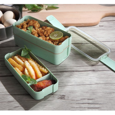 Hộp Đựng Cơm Văn Phòng, Cặp Lồng Cơm Lúa Mạch 3 Tầng Tặng Kèm Thìa Lúa Mạch - Hàng Loại 1 - Chính Hãng MINIIN