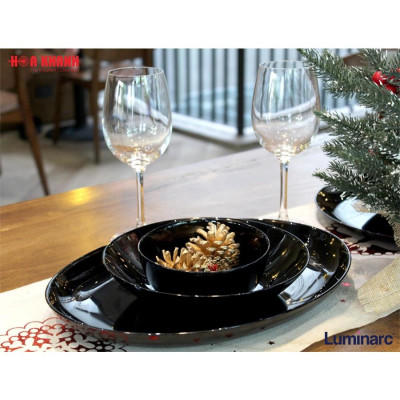 Đĩa Thủy Tinh Oval Luminarc Diwali Đen 25x33CM - bộ 6 đĩa - P0866