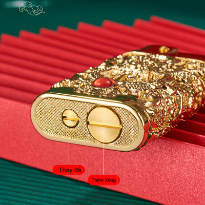 Vỏ Hột Quẹt Bật Lửa Xăng Đá Yubang YB03 Hình Rồng Cuộn 4 Mặt Nhả Ngọc Cực Đẹp