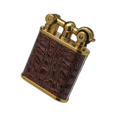 Vỏ Hột Quẹt Bật Lửa Gas Đá DC1809 Bọc Da Vân Cá Sấu Sang Trọng