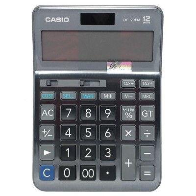 Máy Tính CASIO DF-120FM Cỡ Trung Bề Mặt Kim Loại Số To