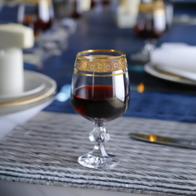 Bộ 2 ly uống rượu vang pha lê 230 ml Bohemia Tiệp Khắc mạ vàng 24k