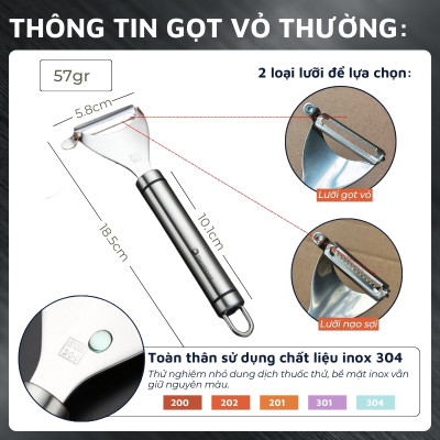 Dụng cụ gọt vỏ, nạo sợi inox 304 DandiHome cao cấp