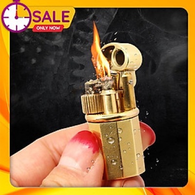 Vỏ Hột Quẹt Bật Lửa Xăng Đá Mini Đồng Z65 Thiết Kế Đẹp Độc Lạ Màu Vàng Trơn - Dùng Xăng Bấc Đá Cao Cấp