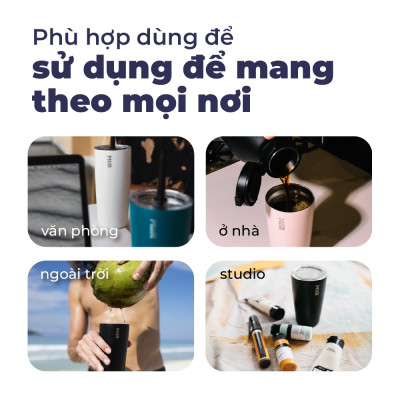 MiiR - Ly giữ nhiệt Tumbler Kèm Ống Hút - Màu Xanh Sương Mai/ Hồng Gỗ- 473ml
