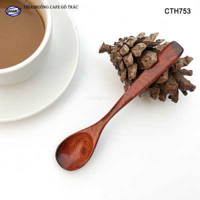 Thìa Cà Phê, muỗng pha trà, gỗ Trắc/Cẩm (HAHANCO) Chuôi uốn lượn sóng/Độc đáo - CTH753