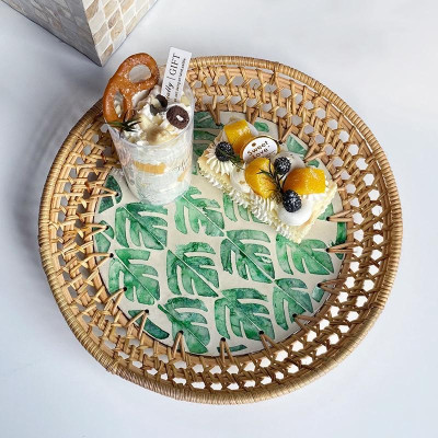 Khay mây khảm trai ONGTRE cao cấp đựng đồ đa năng - OTK5