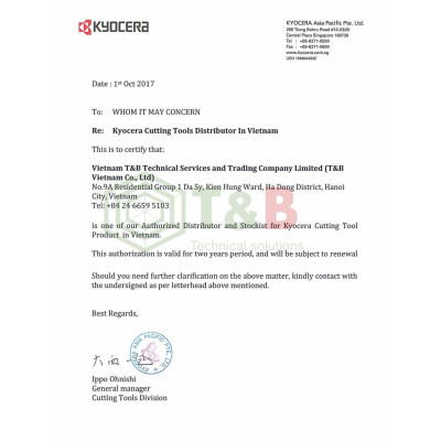 Cán dao cắt đứt Kyocera Model KGDR2525K-2D34