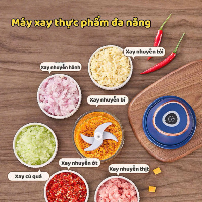 Máy Xay Tỏi Ớt Cầm Tay Mini Sạc USB – Lưỡi Dao Inox 3 Cánh Xay Gia Vị Siêu Nhanh - HÀNG CHÍNH HÃNG MINIIN