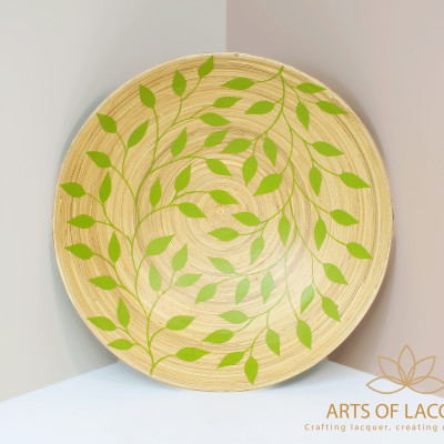 Bát Sơn Mài Xanh Họa Tiết Lá