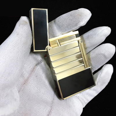 Vỏ Hột Quẹt Bật Lửa Upon D321V Họa Tiết Sơn Mài Đen Kẻ Ngang Đẹp Độc Lạ - Dùng Gas Đá Cao Cấp