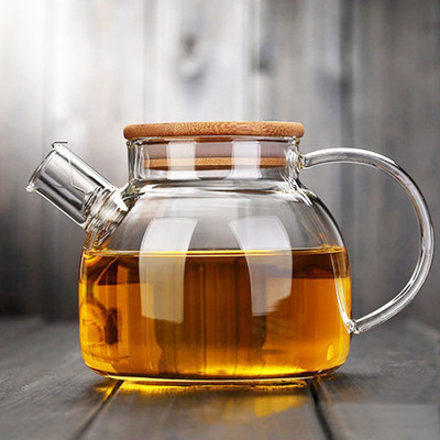 Bình trà thủy tinh kèm nắp gỗ và lỗi lò xo 700ml, 1000ml