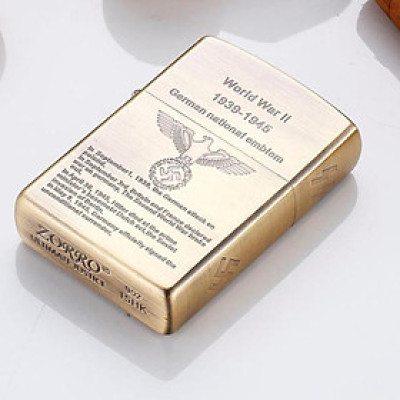 Vỏ Hột Quẹt Bật Lửa Xăng Đá Zorro Z9712C World War II - Dùng Xăng Bấc Đá Cao Cấp