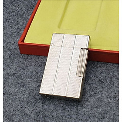 Vỏ Hột Quẹt Bật Lửa Upon D94T Họa Tiết Hình Thoi Mini Kẻ Dọc Màu Bạc - Dùng Gas Đá Cao Cấp