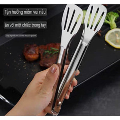 Kẹp Gắp Hàn Quốc Inox Có Khe Thoát Dầu Size Dài 23cm & 28cm