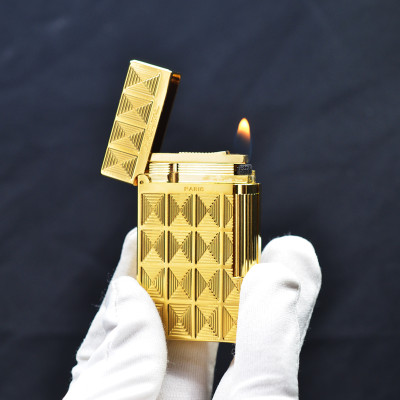 Vỏ Hột Quẹt Bật Lửa Gas Đá S.T Upon D59V Thiết Kế Họa Tiết Ô Vuông 3D Độc Đáo - Dùng Gas Đá Cao Cấp