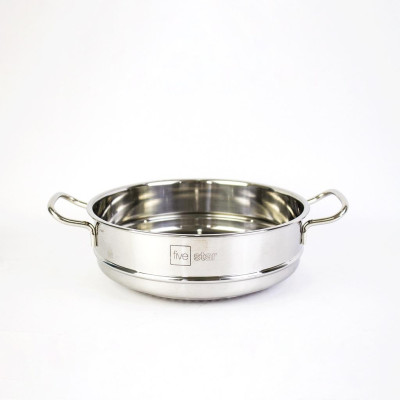 Bộ nồi xửng hấp 3 đáy inox 430 Fivestar Standard bếp từ nắp kính tặng 1 muỗng canh