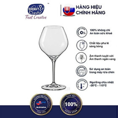 Bộ 2 ly rượu uống vang đỏ pha lê cường lực 280 ml Tiệp Khắc